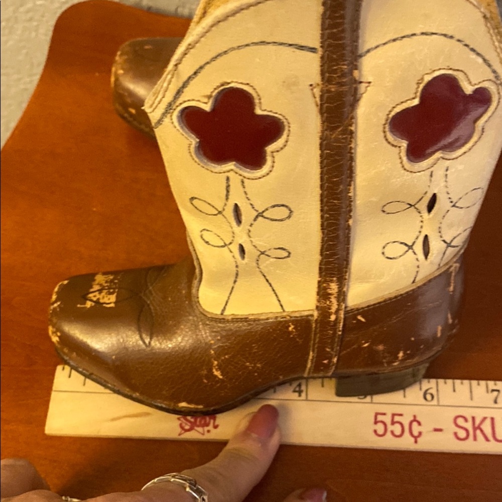 Vintage toddler, Brown and Cream Western Cowboy Boots - Picture 2 of 13